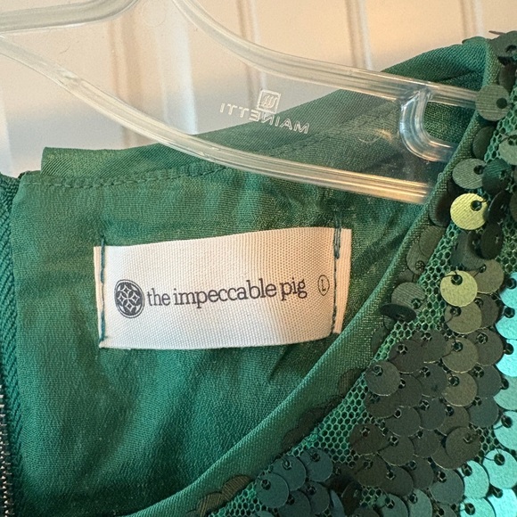 The Impeccable Pig Emerald Green Sequin Tank Blouse size L NWT - Picture 3 of 9